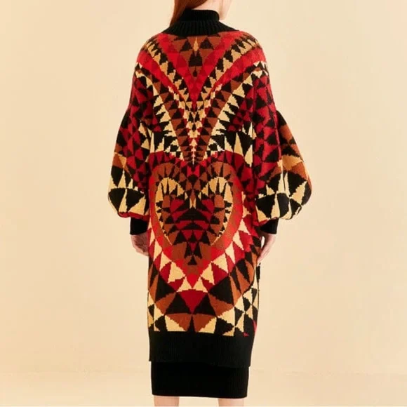 🌺🎉HP🎉🌺 NWT Farm Rio Heart Deco Maxi Knit Cardigan - Picture 3 of 15